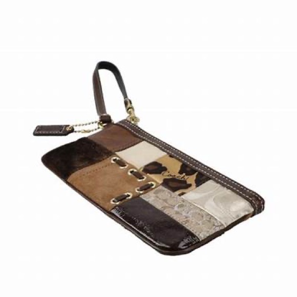 AUTHENTIC Classic Coach Patchwork Gold Signature Zip Small Wristlet - Picture 9 of 9